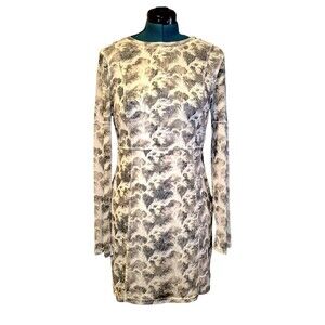 Urban Outfitters Ruth Mesh Dress Size XL Black White Floral Girly Trendy